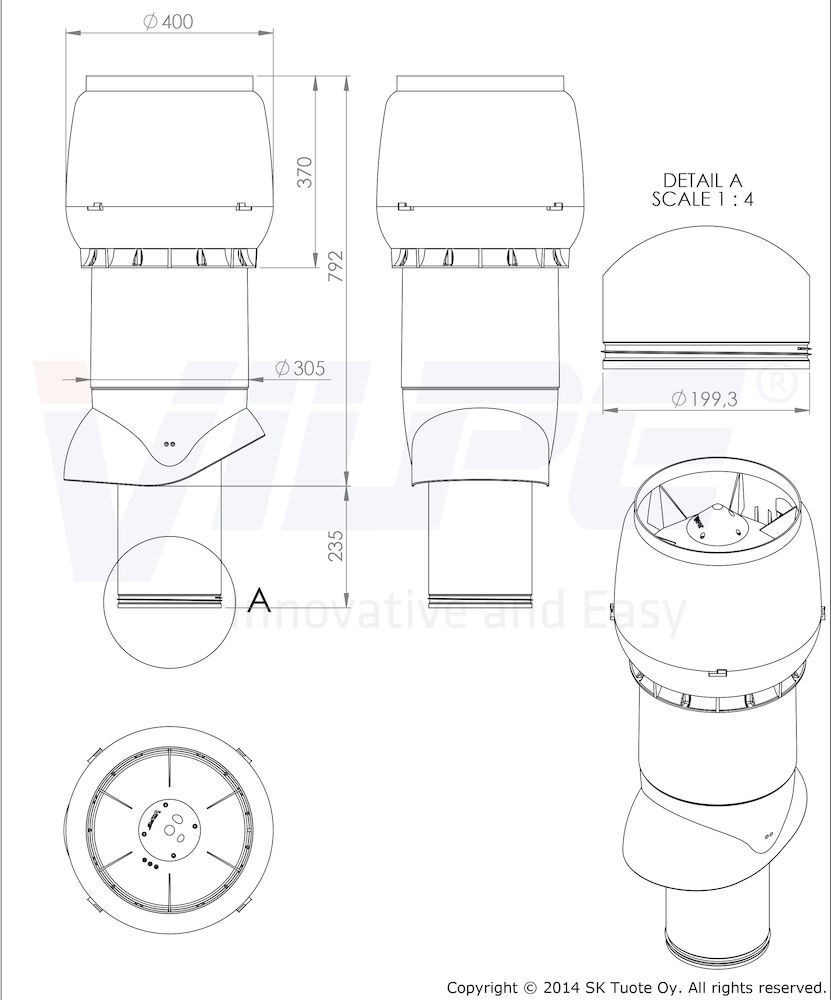 VILPE 200P/IS/700 XL вентиляционный выход - 30 375 руб.